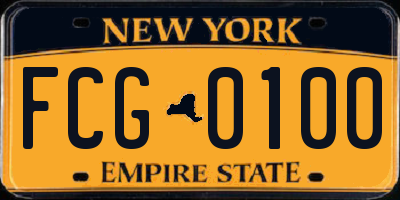 NY license plate FCG0100