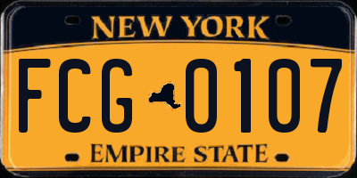 NY license plate FCG0107