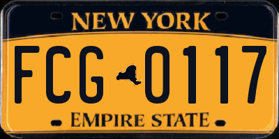 NY license plate FCG0117