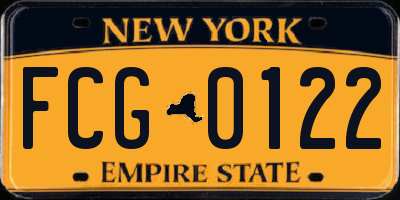 NY license plate FCG0122