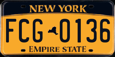 NY license plate FCG0136