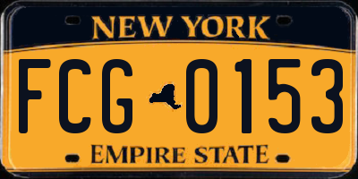 NY license plate FCG0153