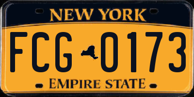 NY license plate FCG0173