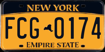 NY license plate FCG0174