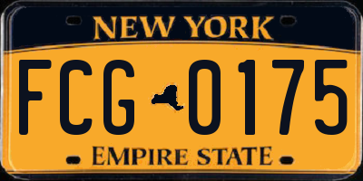 NY license plate FCG0175