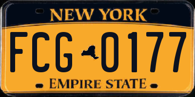 NY license plate FCG0177