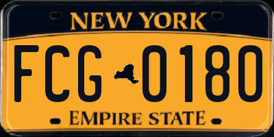 NY license plate FCG0180