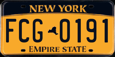 NY license plate FCG0191