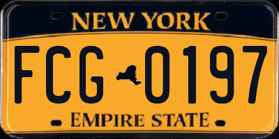 NY license plate FCG0197