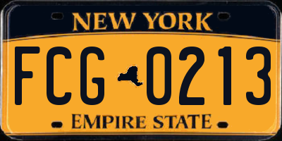 NY license plate FCG0213