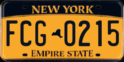NY license plate FCG0215