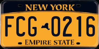 NY license plate FCG0216