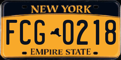 NY license plate FCG0218