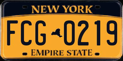 NY license plate FCG0219
