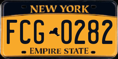 NY license plate FCG0282