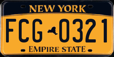 NY license plate FCG0321
