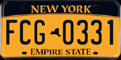 NY license plate FCG0331