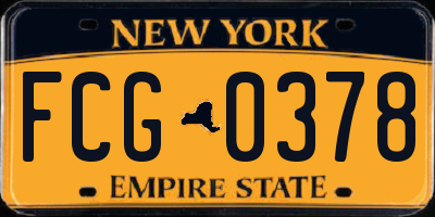NY license plate FCG0378