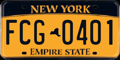 NY license plate FCG0401