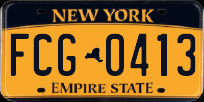 NY license plate FCG0413