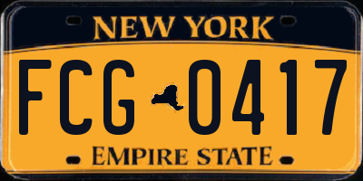 NY license plate FCG0417