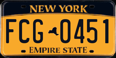 NY license plate FCG0451