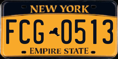 NY license plate FCG0513