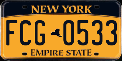 NY license plate FCG0533