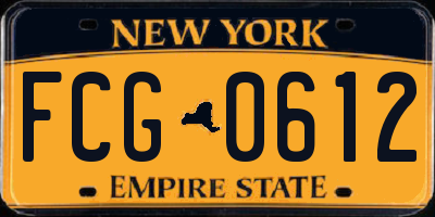 NY license plate FCG0612