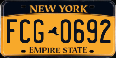 NY license plate FCG0692