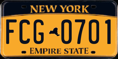 NY license plate FCG0701