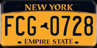 NY license plate FCG0728