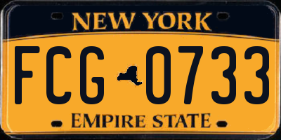 NY license plate FCG0733
