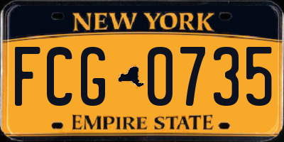 NY license plate FCG0735