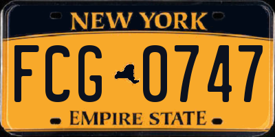 NY license plate FCG0747