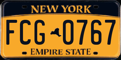 NY license plate FCG0767