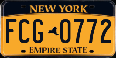 NY license plate FCG0772