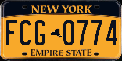 NY license plate FCG0774