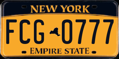 NY license plate FCG0777