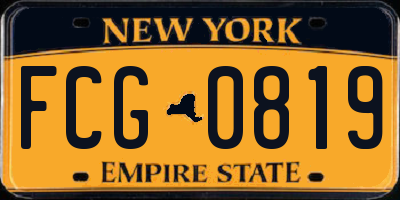 NY license plate FCG0819