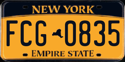 NY license plate FCG0835