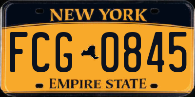 NY license plate FCG0845