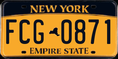 NY license plate FCG0871