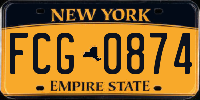 NY license plate FCG0874