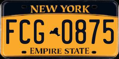 NY license plate FCG0875