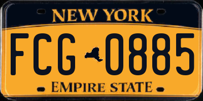 NY license plate FCG0885