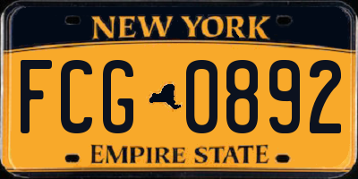 NY license plate FCG0892