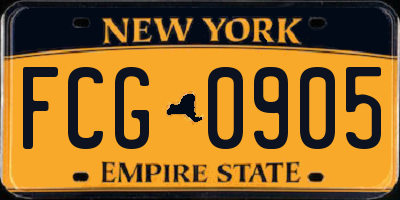 NY license plate FCG0905
