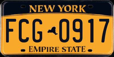 NY license plate FCG0917