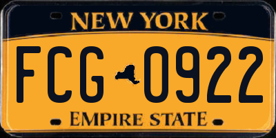 NY license plate FCG0922